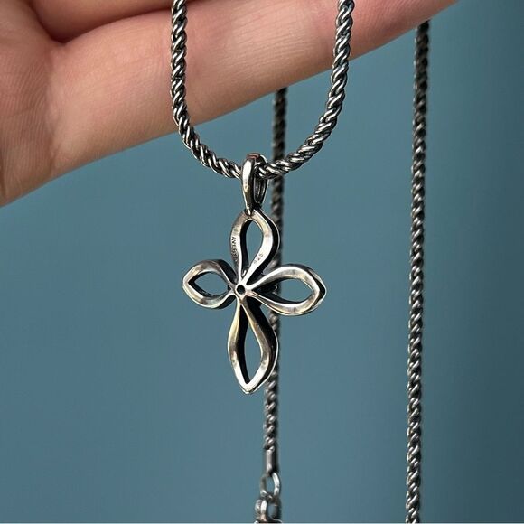 James Avery Remembrance Cross Amethyst Silver and Purple Pendant - Picture 6 of 9